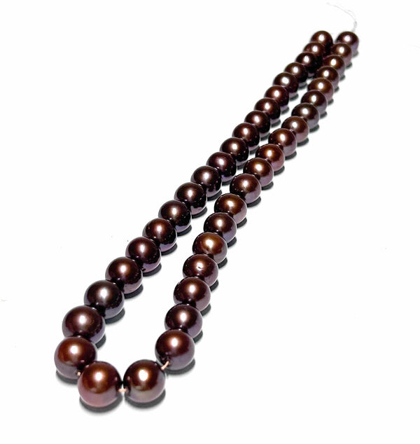 Round 9.5 - 10mm Chocolate Brown Freshwater Cultured Pearl 16" Strand