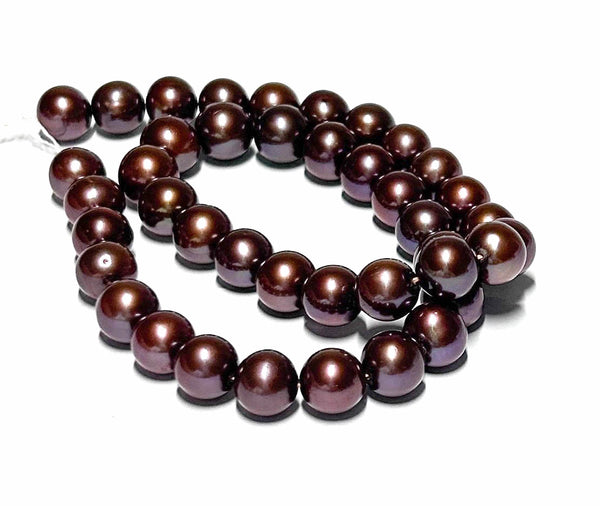 Round 9.5 - 10mm Chocolate Brown Freshwater Cultured Pearl 16" Strand