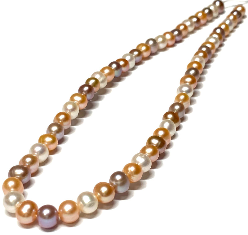 Round 6 - 7mm Edison Natural Multi Colors Pearl 16" Strand Necklace