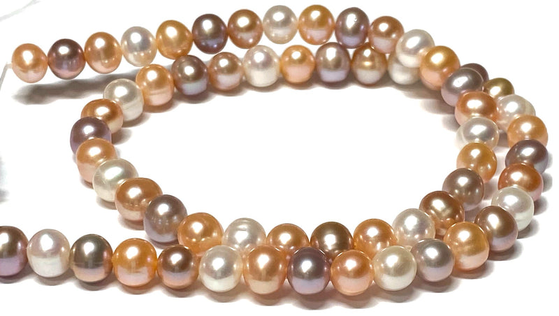 Round 6 - 7mm Edison Natural Multi Colors Pearl 16" Strand Necklace