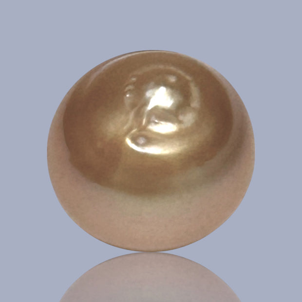 Giant Oval 14.3 x 15.6mm 22.6 Carats Deep Gold South Sea Pearl