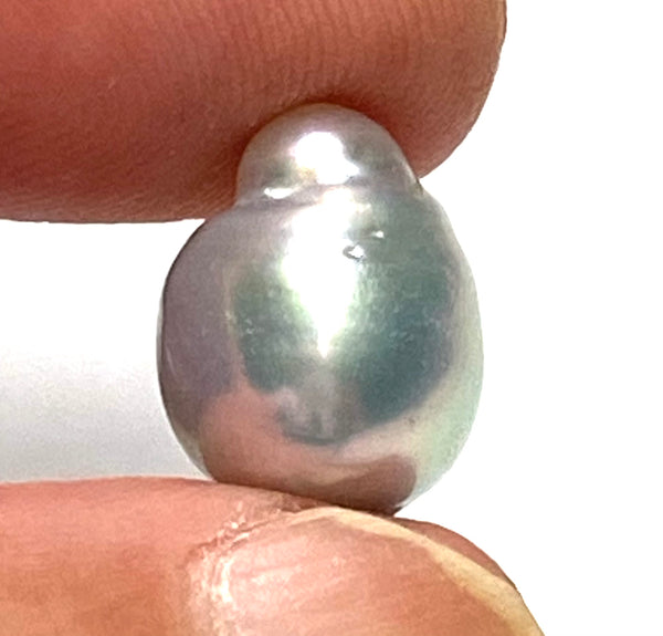 Massive 9.7 x 12.9mm South Sea Natural Silver Blue Baroque Loose Pearl