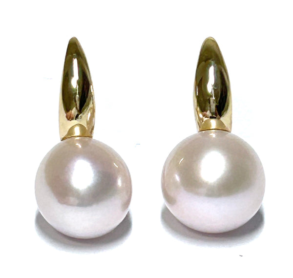 Gorgeous 11.4mm Natural White Pinkish Round Edison Pearl Earrings