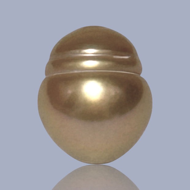 Shiny Baroque 11.6 x 12.2mm 13.2 Carats Deep Gold South Sea Pearl