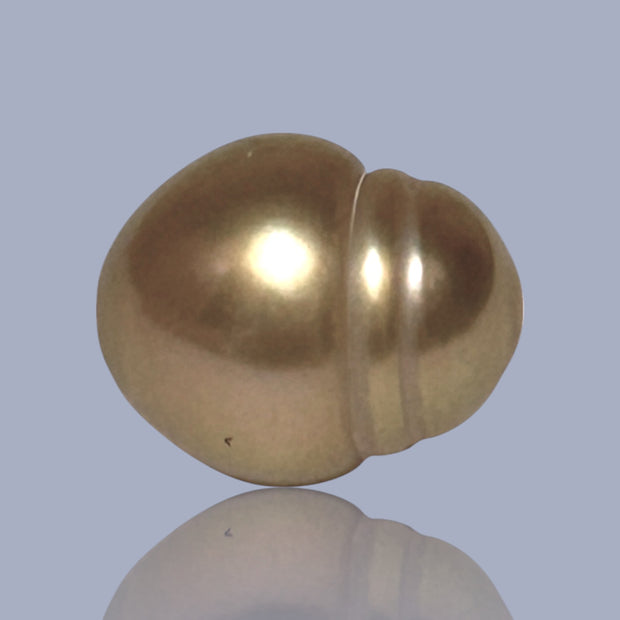 Shiny Baroque 11.6 x 12.2mm 13.2 Carats Deep Gold South Sea Pearl