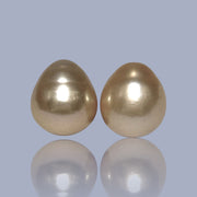 Huge A Pair 11.4 x 12.9mm Philippines South Sea Gold Loose Pearl