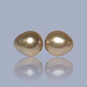 Huge A Pair 11.4 x 12.9mm Philippines South Sea Gold Loose Pearl