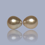 Huge A Pair 11.4 x 12.9mm Philippines South Sea Gold Loose Pearl