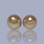 Giant A Pair 13.4 x 15mm 37.3 Carats Deep Gold South Sea Oval Pearl