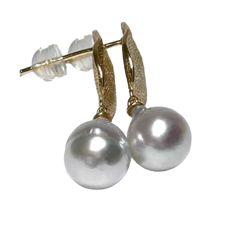 RARE Baroque 9.2 x 10.5mm Indonesia Sea Silver White Dangle Earrings
