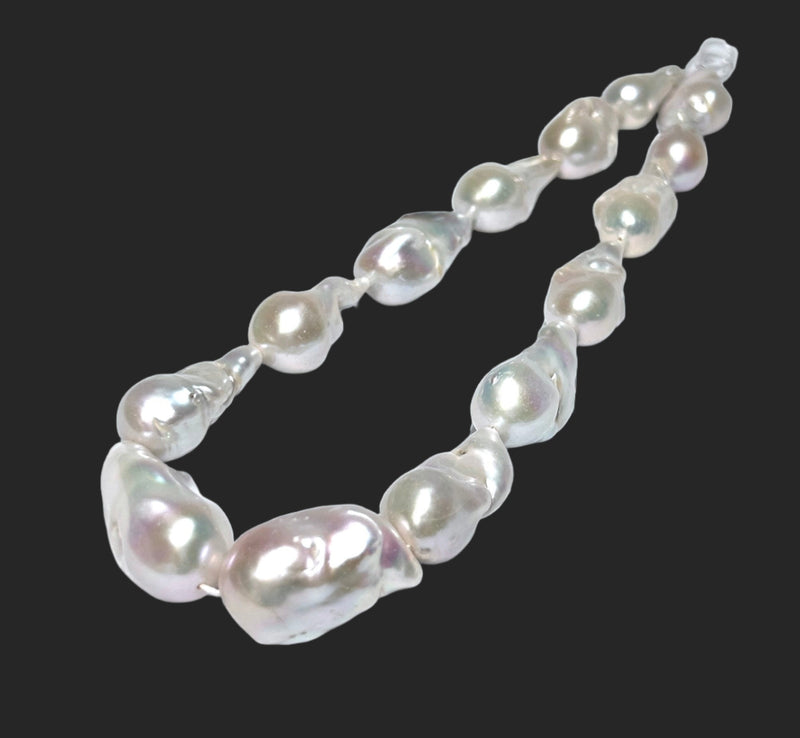 Baroque Bottom Round 11 x 13.3mm South Sea Natural White Pearl Loose