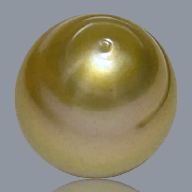 Giant Oval 14.5 x 16.8mm 24.6 Carats Deep Gold South Sea Pearl Loose