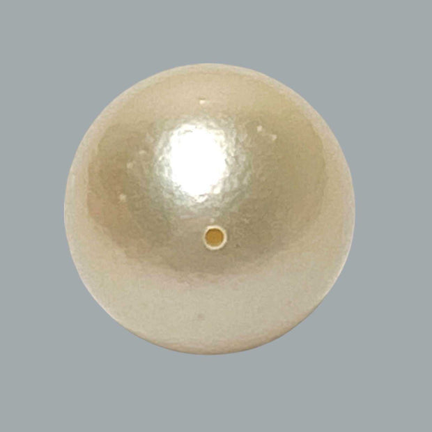 Round 13.7 Carats 12.2mm Natural Pale White Gold South Sea Drilled Pearl