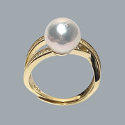 Skillfully 9 -9.5mm Natural White Australia South Sea Round Pearl Ring