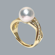 Skillfully 9 -9.5mm Natural White Australia South Sea Round Pearl Ring