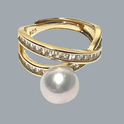 Skillfully 9 -9.5mm Natural White Australia South Sea Round Pearl Ring