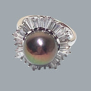 Round 11 - 11.5mm Edison Peacock Purple Pinkish Pearl Ring Size 7