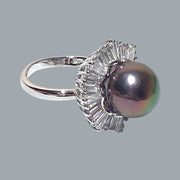 Round 11 - 11.5mm Edison Peacock Purple Pinkish Pearl Ring Size 7