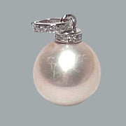 Classy 10.7 -11mm Edison White Pinkish Round Cultured Pearl Pendant