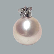 Classy 10.7 -11mm Edison White Pinkish Round Cultured Pearl Pendant