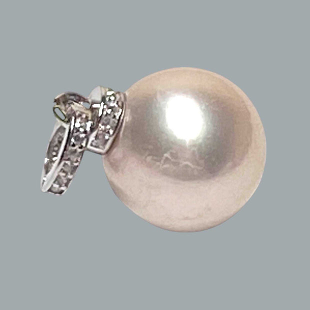 Classy 10.7 -11mm Edison White Pinkish Round Cultured Pearl Pendant