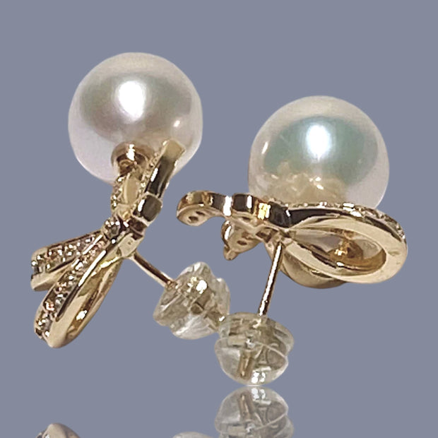 5A Gradings 10.5mm White Round Edison Cultured Pearl Dangle Earrings