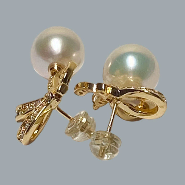 5A Gradings 10.5mm White Round Edison Cultured Pearl Dangle Earrings