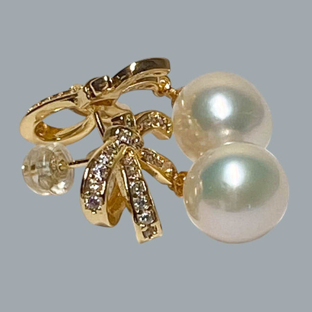 5A Gradings 10.5mm White Round Edison Cultured Pearl Dangle Earrings