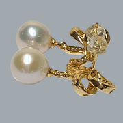 5A Gradings 10.5mm White Round Edison Cultured Pearl Dangle Earrings