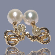 5A Gradings 10.5mm White Round Edison Cultured Pearl Dangle Earrings