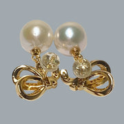 5A Gradings 10.5mm White Round Edison Cultured Pearl Dangle Earrings