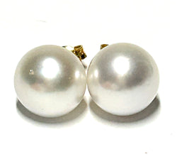 Classic 11.4mm Natural White Siver Tone South Sea Pearl Stud Earrings