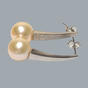 Fantastic 10.5 - 11mm Peach Edison Round Cultured Pearl Dangle Earrings