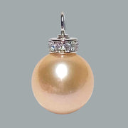 Stunning 12.1mm Edison Peach Gold Round Cultured 5A Luster Pearl Pendant