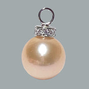 Stunning 12.1mm Edison Peach Gold Round Cultured 5A Luster Pearl Pendant