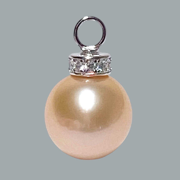 Stunning 12.1mm Edison Peach Gold Round Cultured 5A Luster Pearl Pendant