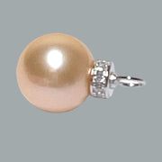 Stunning 12.1mm Edison Peach Gold Round Cultured 5A Luster Pearl Pendant