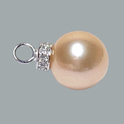 Stunning 12.1mm Edison Peach Gold Round Cultured 5A Luster Pearl Pendant