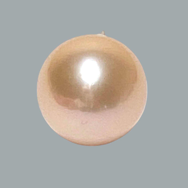 Stunning 12.1mm Edison Peach Gold Round Cultured 5A Luster Pearl Pendant