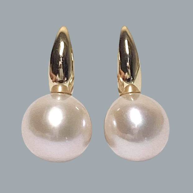 Gorgeous 11.4mm Natural White Pinkish Round Edison Pearl Earrings