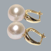 Gorgeous 11.4mm Natural White Pinkish Round Edison Pearl Earrings