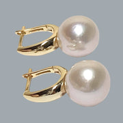 Gorgeous 11.4mm Natural White Pinkish Round Edison Pearl Earrings