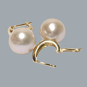 Gorgeous 11.4mm Natural White Pinkish Round Edison Pearl Earrings