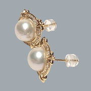 Shining 9 - 9.5mm Natural White Edison Round Cultured Pearl Earrings