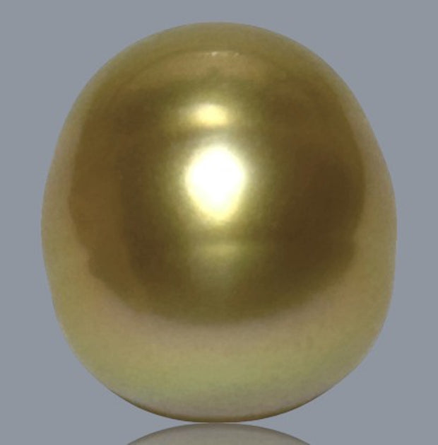 Smooth Oval 12.4 x 14mm 17 Carats Rich Gold South Sea Loose Pearl