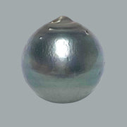 Round 15mm 24.8 Carat Tahitian Sea Natural Gray Blue Pearl Un-Drilled