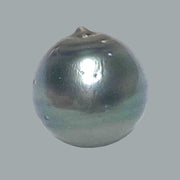 Round 15mm 24.8 Carat Tahitian Sea Natural Gray Blue Pearl Un-Drilled