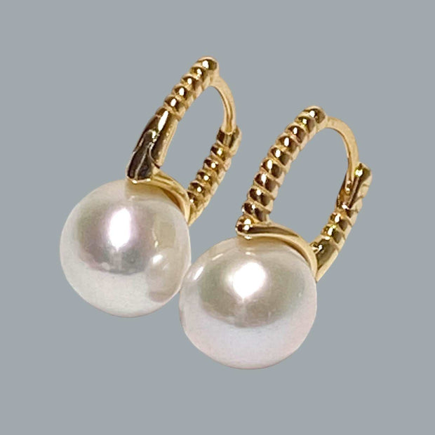 Genuine 9.5 - 10mm White Round Edison Cultured Pearl Clip-On Earrings