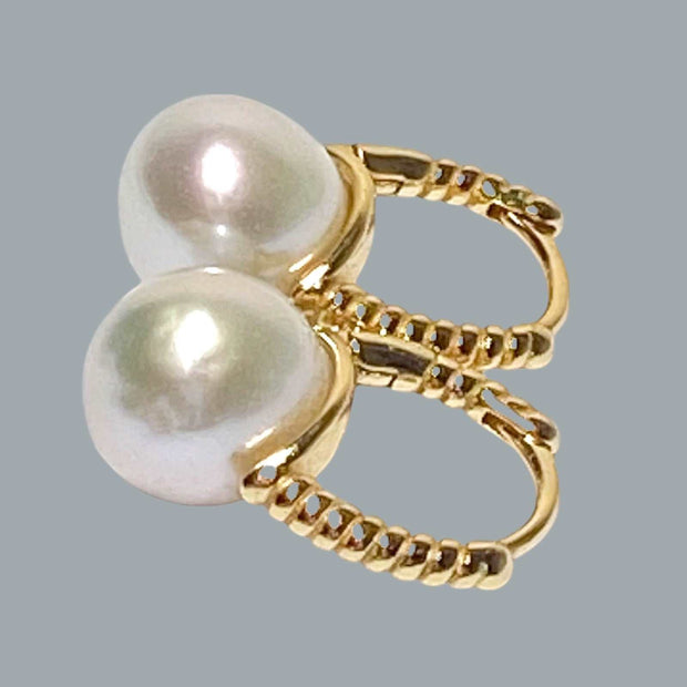 Genuine 9.5 - 10mm White Round Edison Cultured Pearl Clip-On Earrings