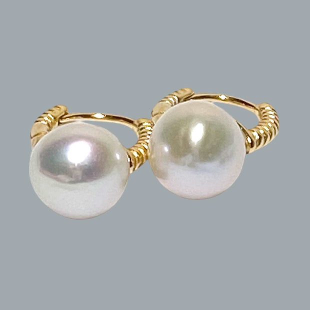 Genuine 9.5 - 10mm White Round Edison Cultured Pearl Clip-On Earrings